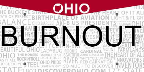BURNOUT Ohio License Plate