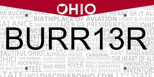 BURR13R Ohio License Plate