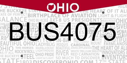 BUS4075 Ohio License Plate