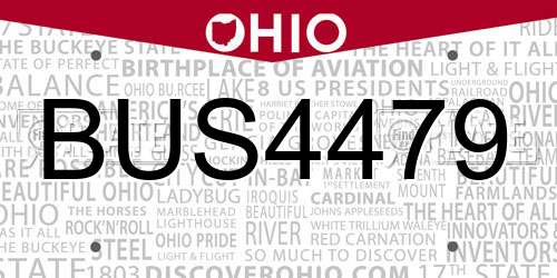 BUS4479 Ohio License Plate