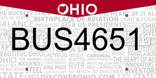 BUS4651 Ohio License Plate