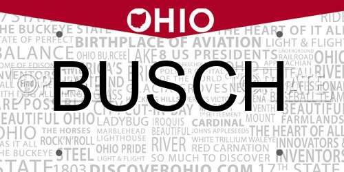 BUSCH Ohio License Plate