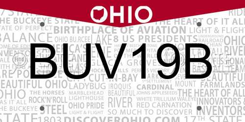 BUV19B Ohio License Plate