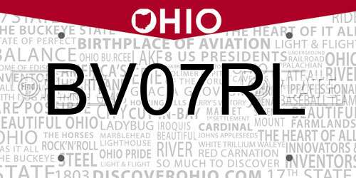 BV07RL Ohio License Plate