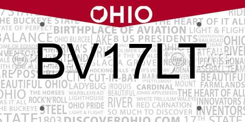 BV17LT Ohio License Plate