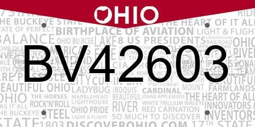 BV42603 Ohio License Plate