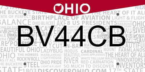 BV44CB Ohio License Plate