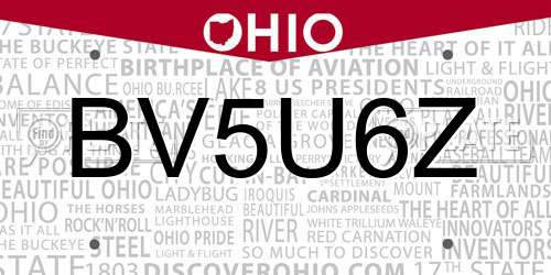 BV5U6Z Ohio License Plate