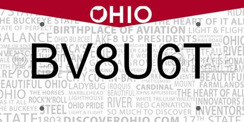 BV8U6T Ohio License Plate