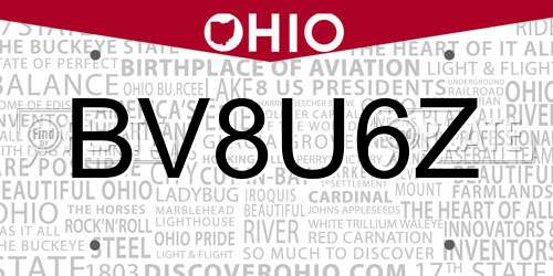BV8U6Z Ohio License Plate