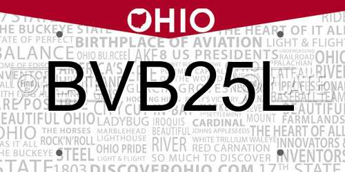 BVB25L Ohio License Plate