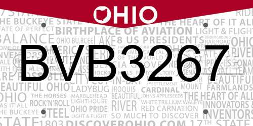 BVB3267 Ohio License Plate