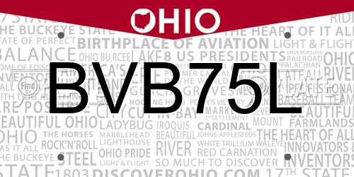 BVB75L Ohio License Plate