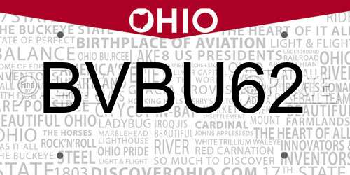 BVBU62 Ohio License Plate