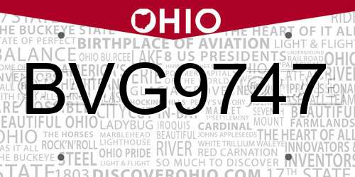 BVG9747 Ohio License Plate