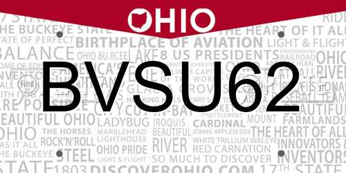 BVSU62 Ohio License Plate