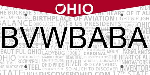 BVWBABA Ohio License Plate