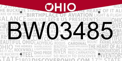 BW03485 Ohio License Plate