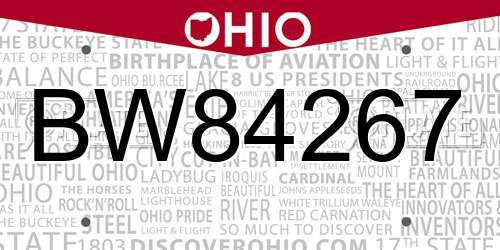 BW84267 Ohio License Plate