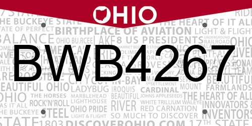 BWB4267 Ohio License Plate