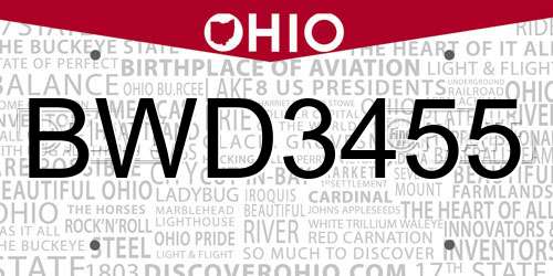 BWD3455 Ohio License Plate