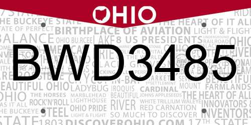 BWD3485 Ohio License Plate