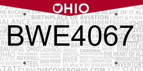 BWE4067 Ohio License Plate