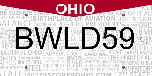 BWLD59 Ohio License Plate
