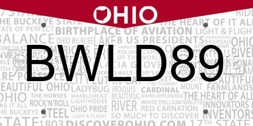BWLD89 Ohio License Plate