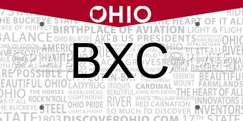 BXC Ohio License Plate