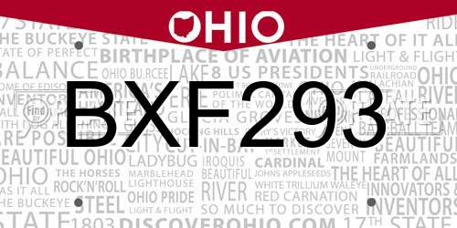 BXF293 Ohio License Plate