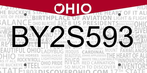 BY2S593 Ohio License Plate