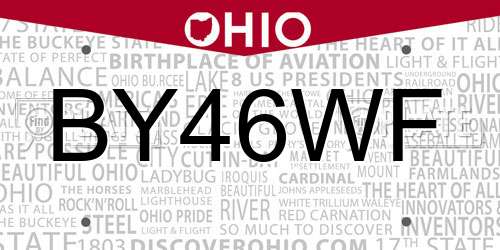BY46WF Ohio License Plate