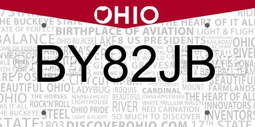 BY82JB Ohio License Plate