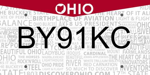 BY91KC Ohio License Plate