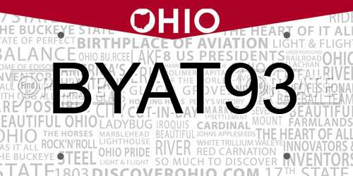 BYAT93 Ohio License Plate