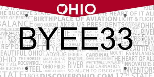 BYEE33 Ohio License Plate