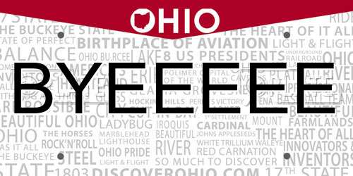 BYEEEEE Ohio License Plate