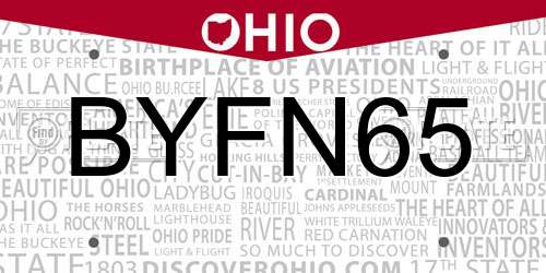 BYFN65 Ohio License Plate