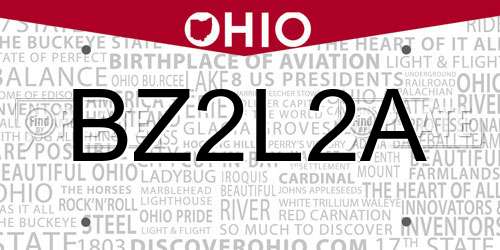 BZ2L2A Ohio License Plate
