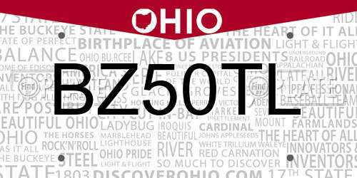 BZ50TL Ohio License Plate