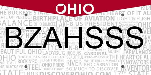 BZAHSSS Ohio License Plate