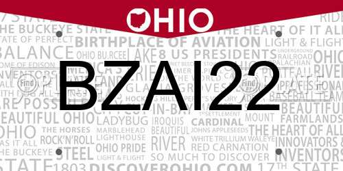 BZAI22 Ohio License Plate