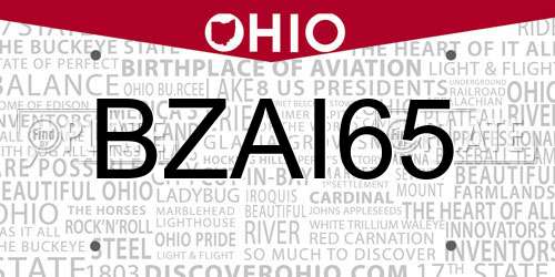 BZAI65 Ohio License Plate