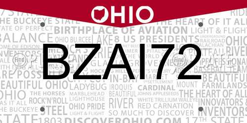 BZAI72 Ohio License Plate