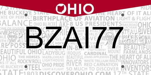 BZAI77 Ohio License Plate