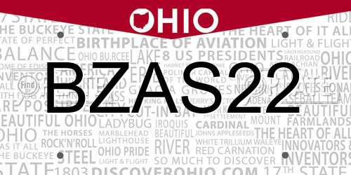 BZAS22 Ohio License Plate