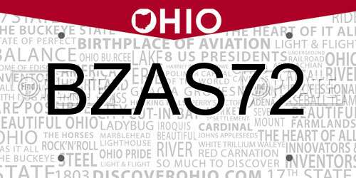 BZAS72 Ohio License Plate