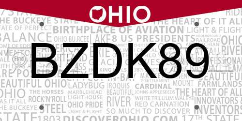 BZDK89 Ohio License Plate