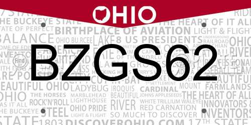 BZGS62 Ohio License Plate